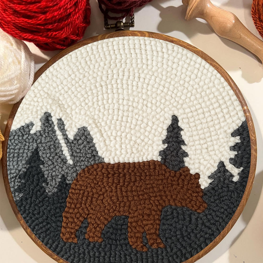 Fierce Bear Punch Needle Kit - Diy Animal Coaster | Nice Desk Decor - image 2
