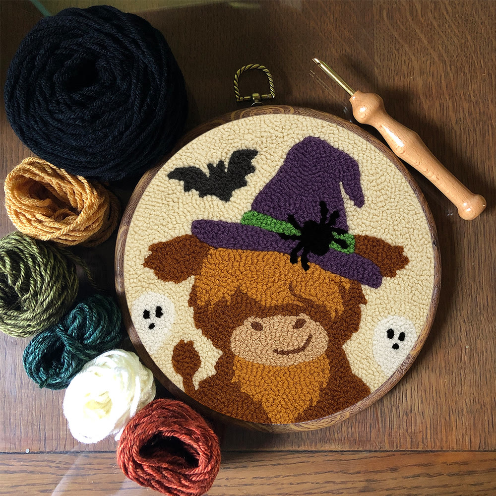 Wizard Cow Punch Needle Kit - Spooky Handmade Decoration | Personalized Animal Craft - image 2