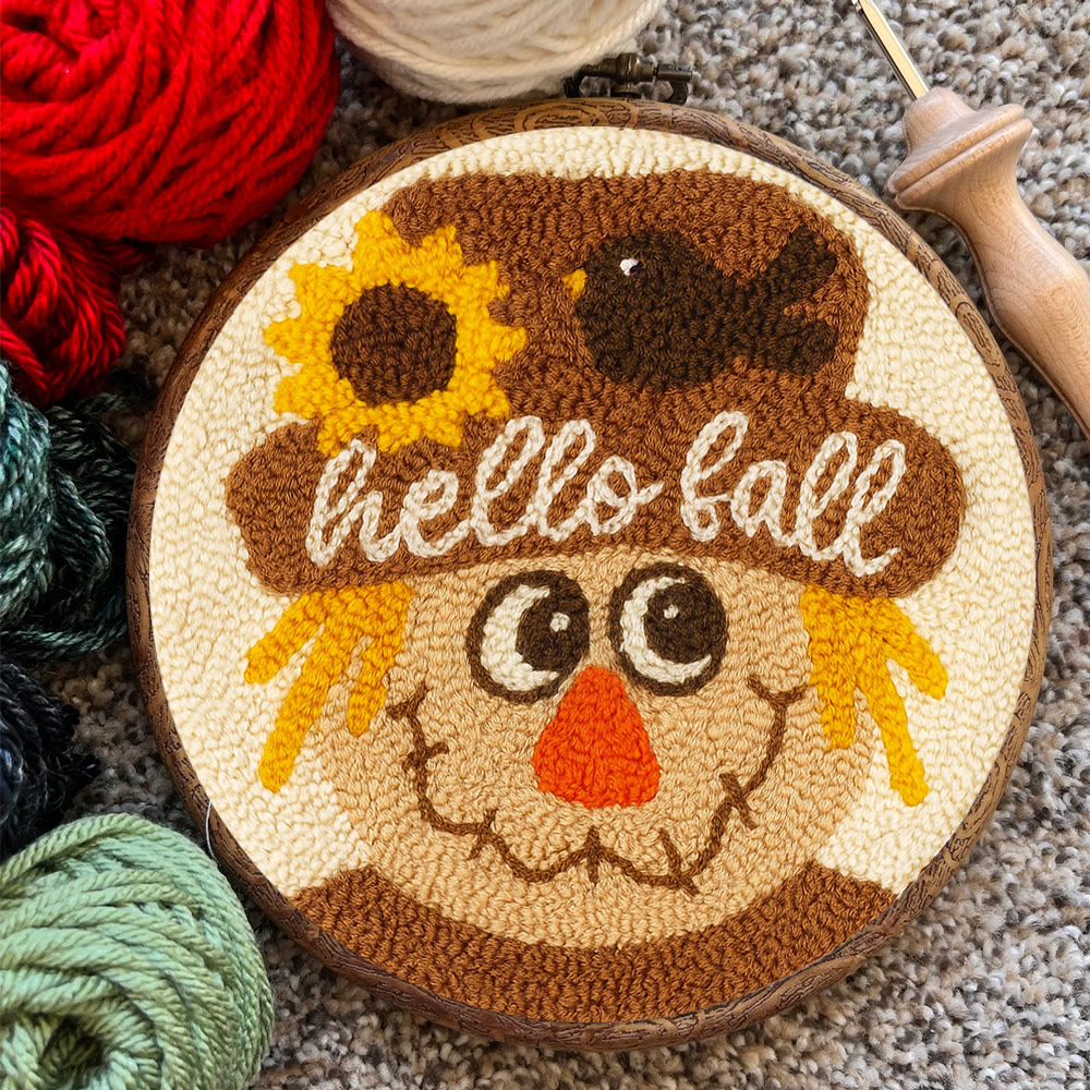 Fall Scarecrow Punch Needle Kit - Autumn Home Ornament | Diy Hanging Art - image 3