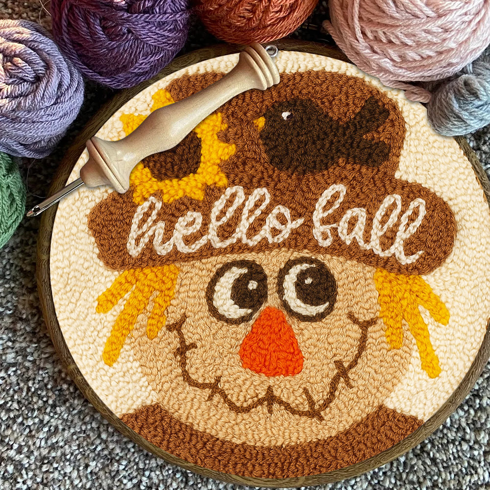 Fall Scarecrow Punch Needle Kit - Autumn Home Ornament | Diy Hanging Art - image 2
