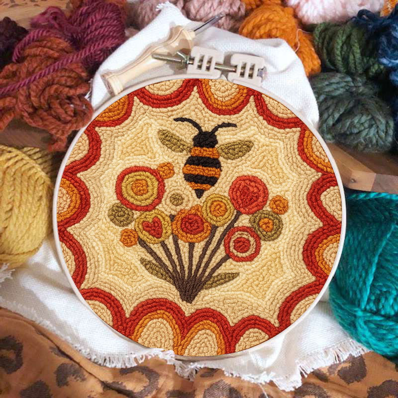  Little Bee Punch Needle Kit - Diy Needlework For Beginner | Unique Wall Hanging  - image 3