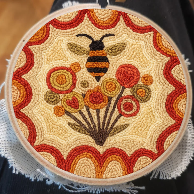  Little Bee Punch Needle Kit - Diy Needlework For Beginner | Unique Wall Hanging  - image 2