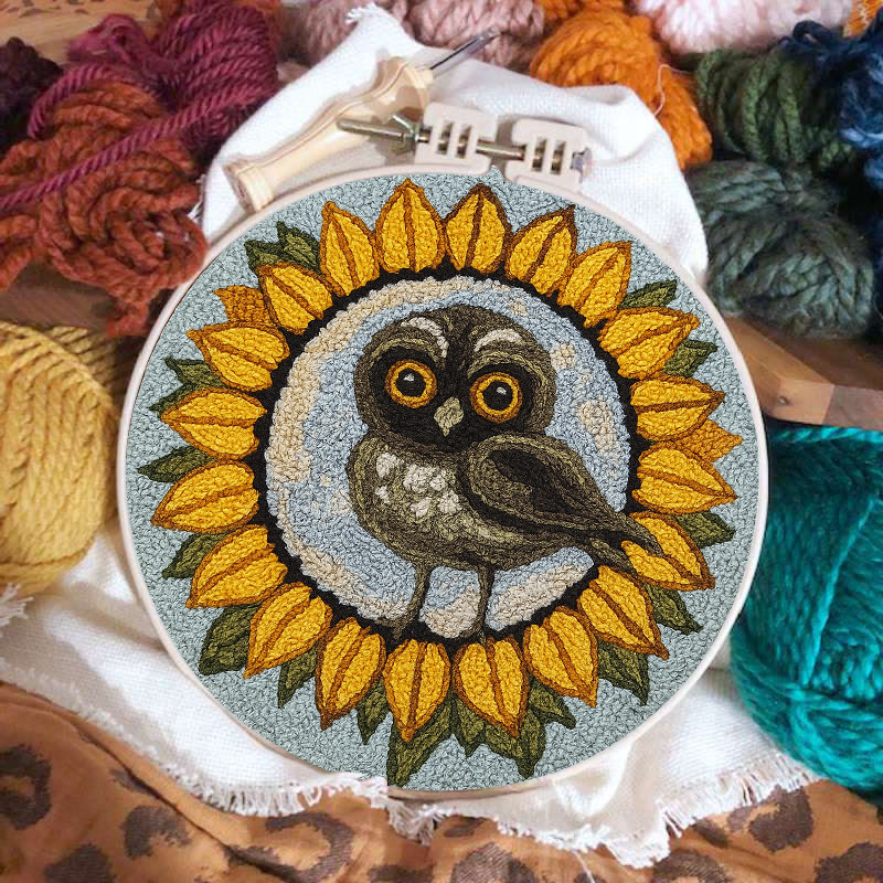  Sunflower Owl Punch Needle Kit - Floral Handmade Art | Creative Home Decor - image 6