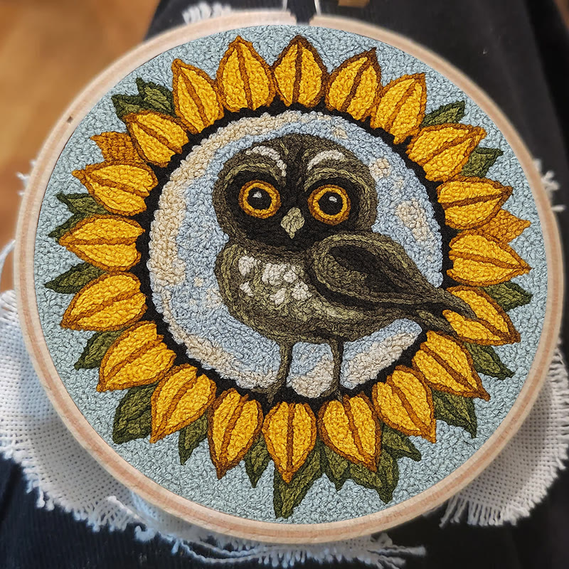  Sunflower Owl Punch Needle Kit - Floral Handmade Art | Creative Home Decor - image 3
