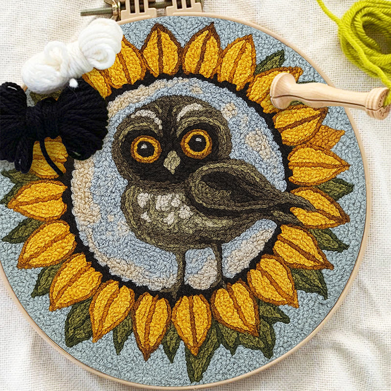  Sunflower Owl Punch Needle Kit - Floral Handmade Art | Creative Home Decor - image 2
