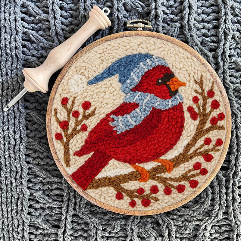 Winter Cardinal Bird Punch Needle Kit - Christmas Gift For Craft Lover | Holiday Home Decor  - image 6
