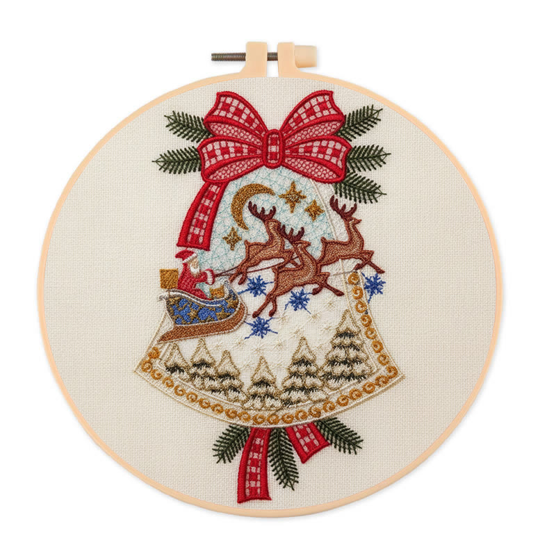 Rubbyoo Embroidery Kit - Christmas Bell | Diy Christmas Tree Hanging | Unique Holiday Decoration - 20*20cm - image 1