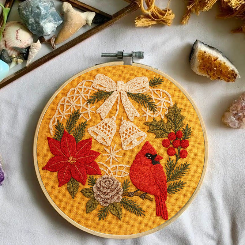 Rubbyoo Embroidery Kit - Christmas Celebration | Cardinal Bird Handicraft | Decorative Hoop Art - image 2