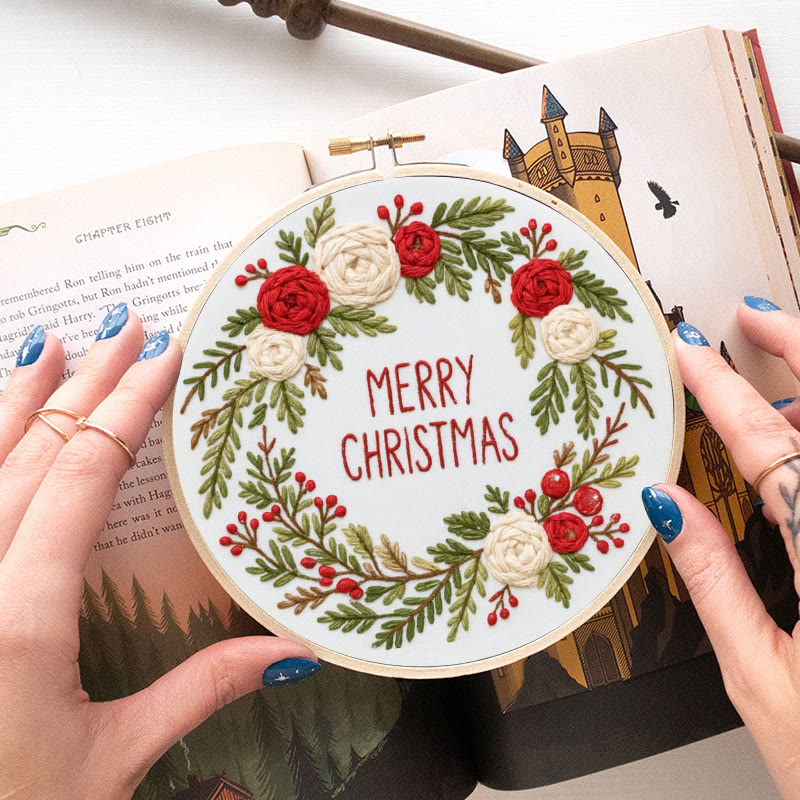 Rubbyoo Embroidery Kit - Christmas Wreath | Floral Christmas Craft | Diy Ornament Art - image 7