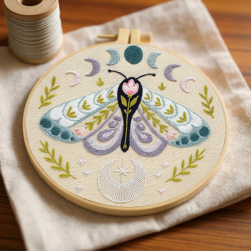 Rubbyoo Embroidery Kit - Celestial Lunar Moth | Creative Handmade Craft | Unique Hanging Ornament - image 5