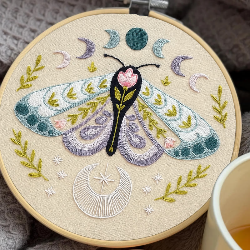 Rubbyoo Embroidery Kit - Celestial Lunar Moth | Creative Handmade Craft | Unique Hanging Ornament - image 3