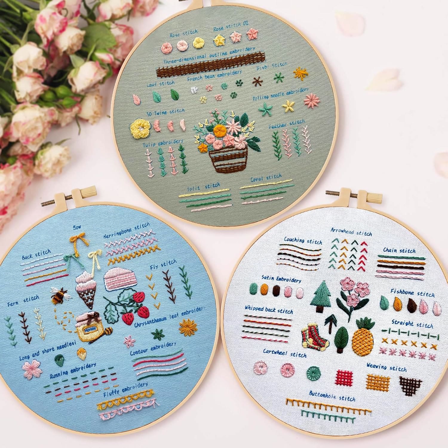 Rubbyoo 3-piece Embroidery Starter Kit - Handmade Beginner Stitch Practice | Diy Simple Needle Craft  - 3-piece Embroidery Starter Kit - image 1