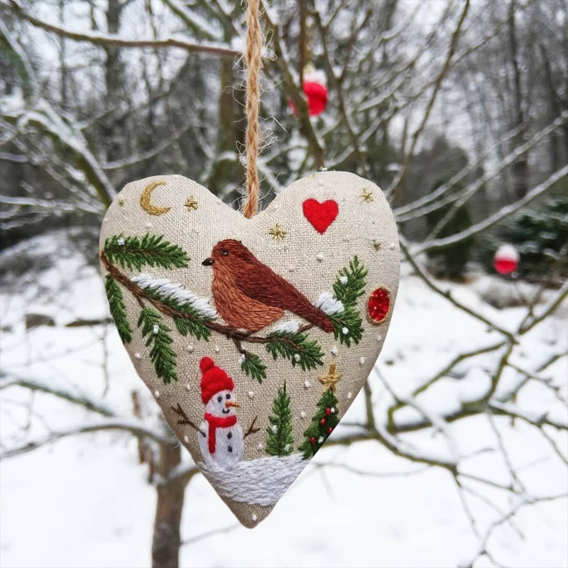 Rubbyoo Heart Embroidery Kit - Snowy Night | Diy Christmas Tree Ornament | Nice Handmade Collection  - image 2