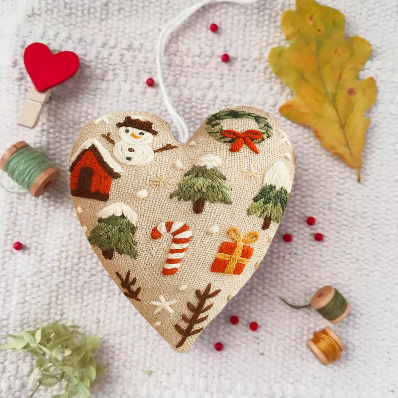 Rubbyoo Heart Embroidery Kit - Christmas Present | Unique Christmas Collection | Diy Heart Decor  - 6 inches hoop kit - image 1