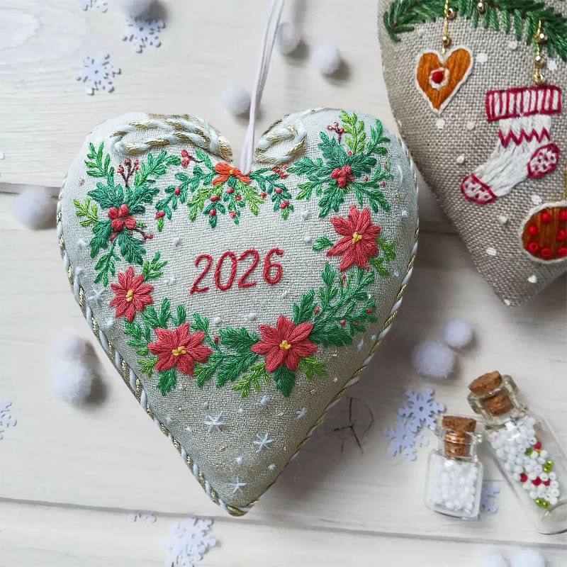 Rubbyoo Heart Embroidery Kit - New Year Wreath | Diy Heart Ornament | Nice For Christmas Gifts - image 2