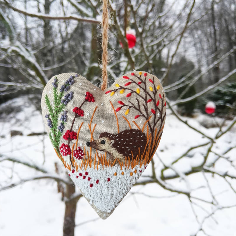 Rubbyoo Heart Embroidery Kit - Little Hedgehog | Winter Home Decor | Diy Animal Craft - image 2