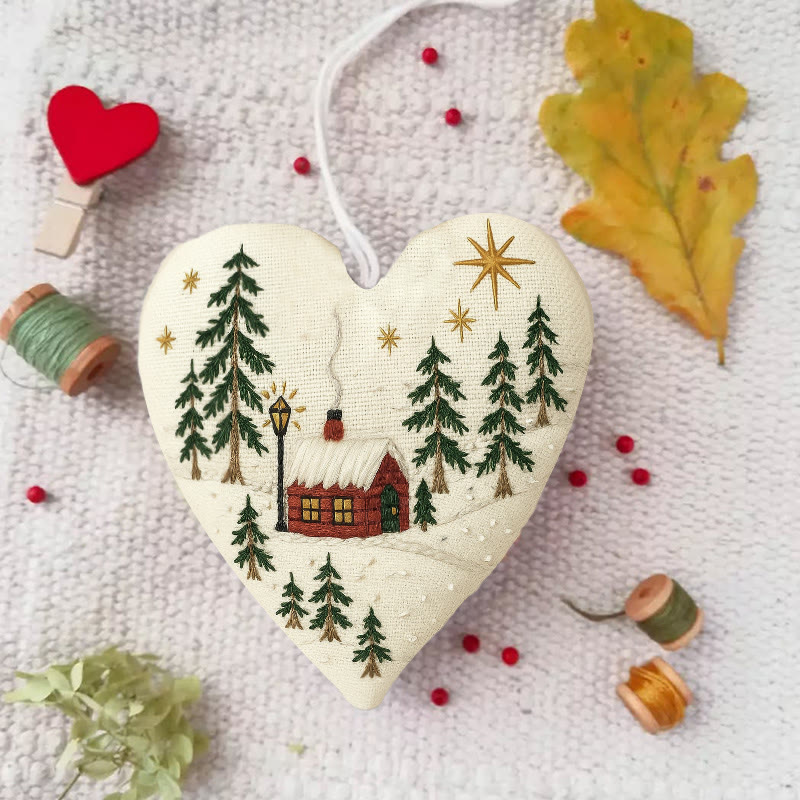 Rubbyoo Heart Embroidery Kit - Shining Night | Christmas Host Gift | Perfect Home Decor - 6 inches hoop kit - image 1