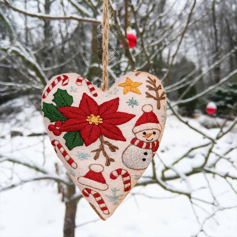 Rubbyoo Heart Embroidery Kit - Christmas Poinsettia | Christmas Handmade Craft | Diy Needle Artwork  - image 2