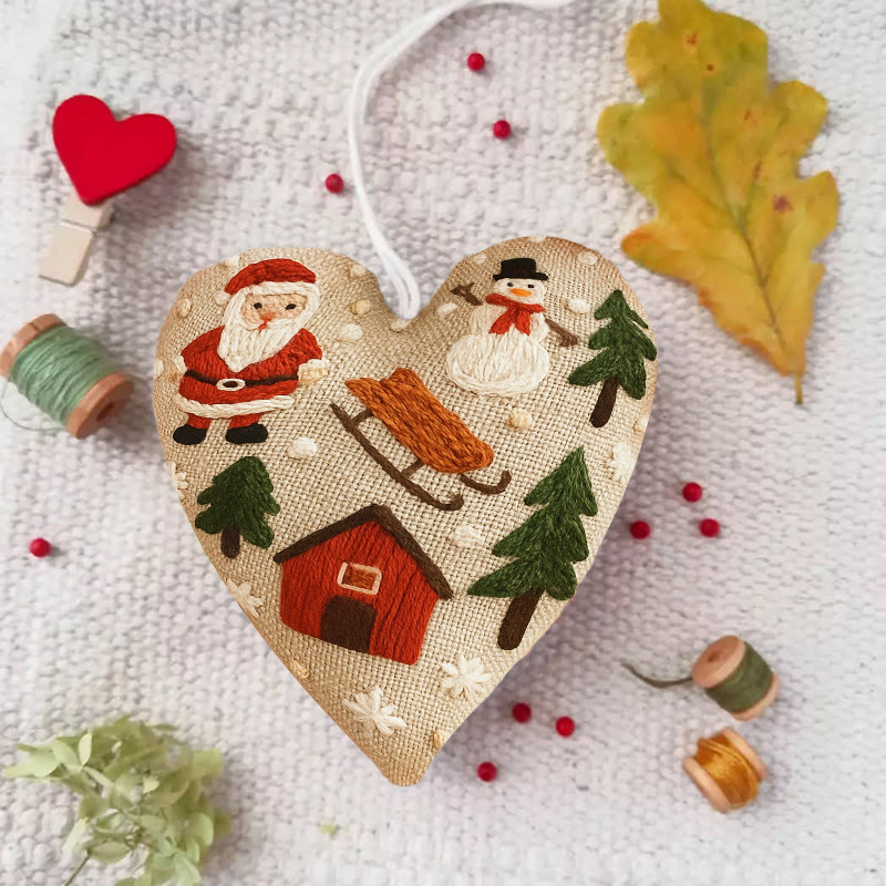 Rubbyoo Heart Embroidery Kit - Christmas Sled | Christmas Tree Adornment | Kid Embroidered Craft  - image 2