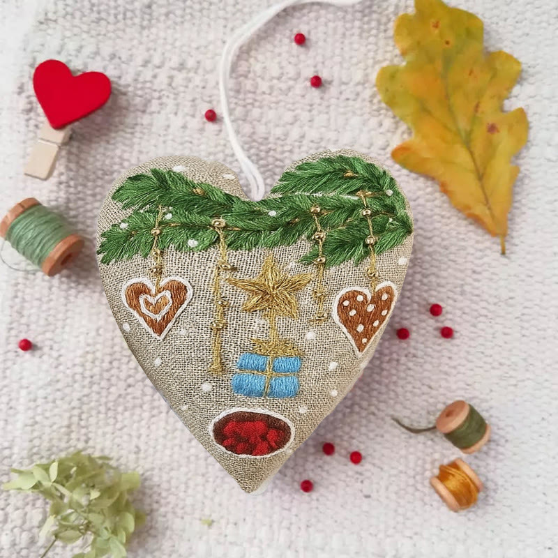 Rubbyoo Heart Embroidery Kit - Christmas Gift | Christmas Heart Stitch | Diy Holiday Collection - image 1
