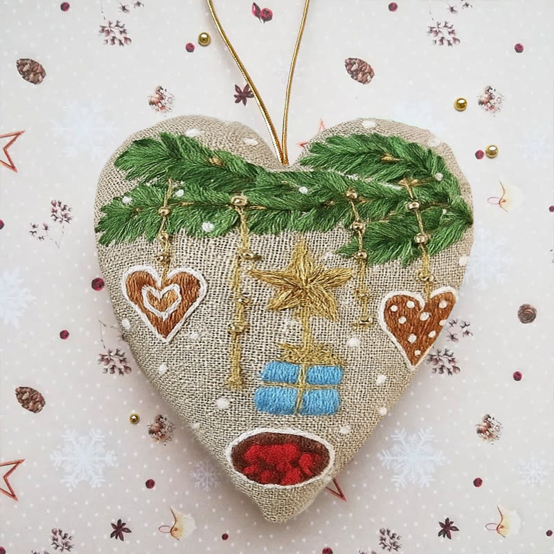 Rubbyoo Heart Embroidery Kit - Christmas Gift | Christmas Heart Stitch | Diy Holiday Collection - 6 inches hoop kit - image 2