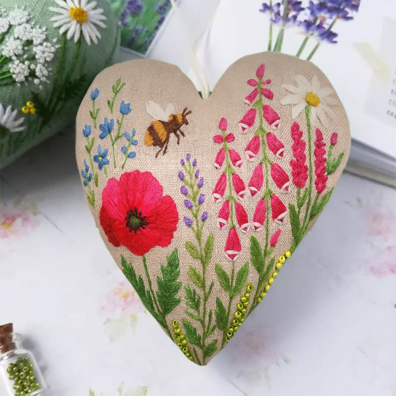 Rubbyoo Heart Embroidery Kit - Spring Flower | Perfect Handmade Gift For Her | Diy Decorative Craft  - image 2