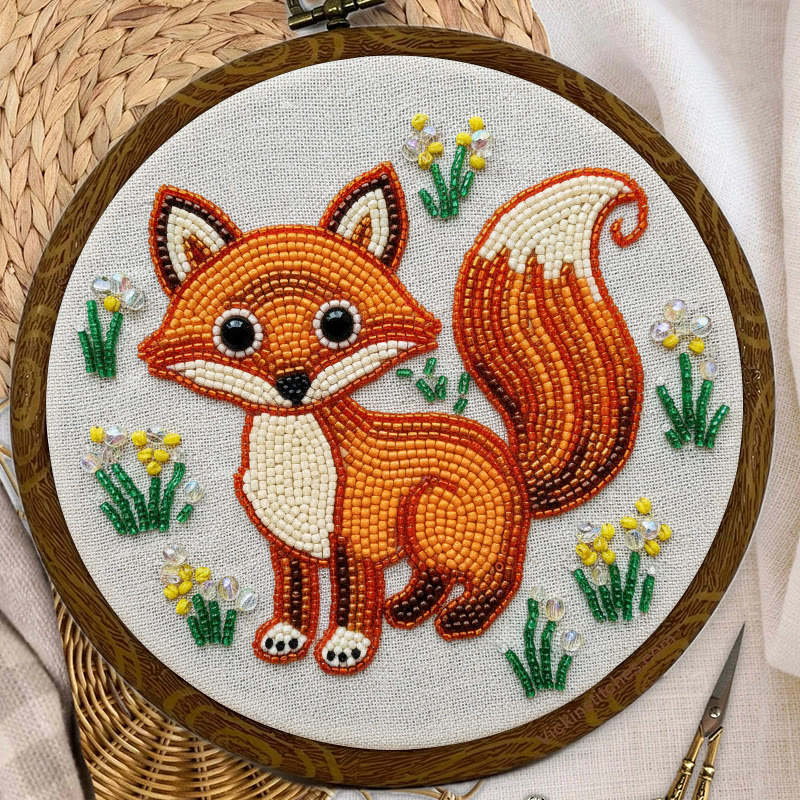 Rubbyoo Bead Embroidery Kit - Little Fox | Diy Animal Handicraft | Unique Decorative Art - image 2