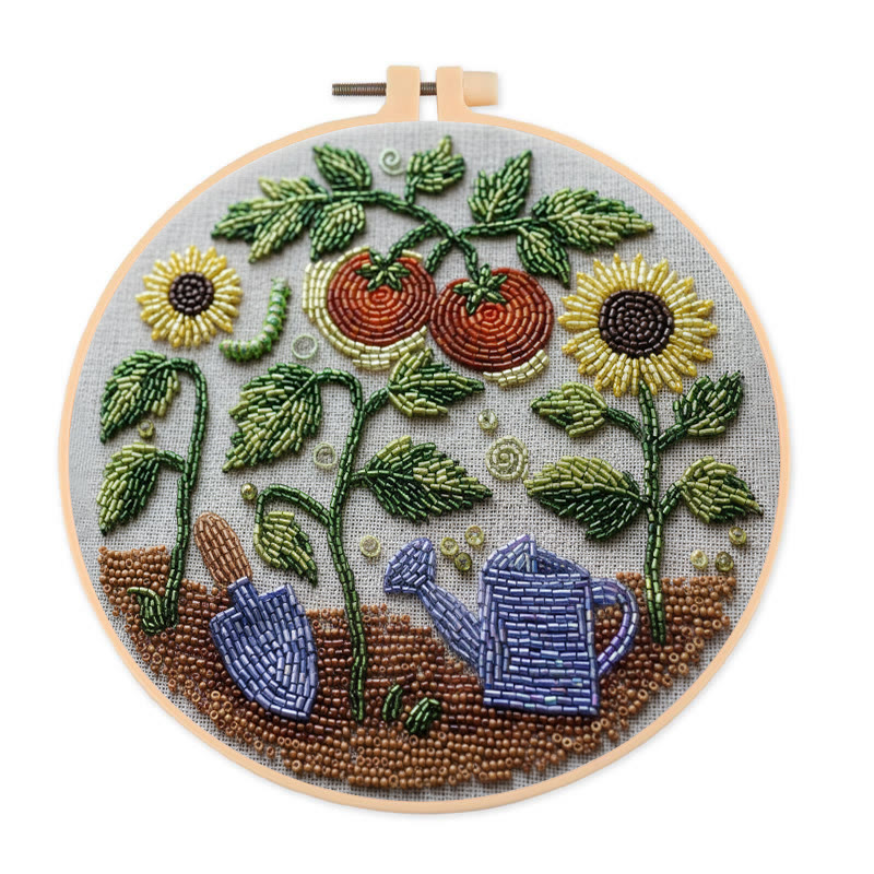 Rubbyoo Bead Embroidery Kit - Vibrant Garden | Diy Botanical Craft | Perfect For Room Ornament - 15cm*15cm - image 1