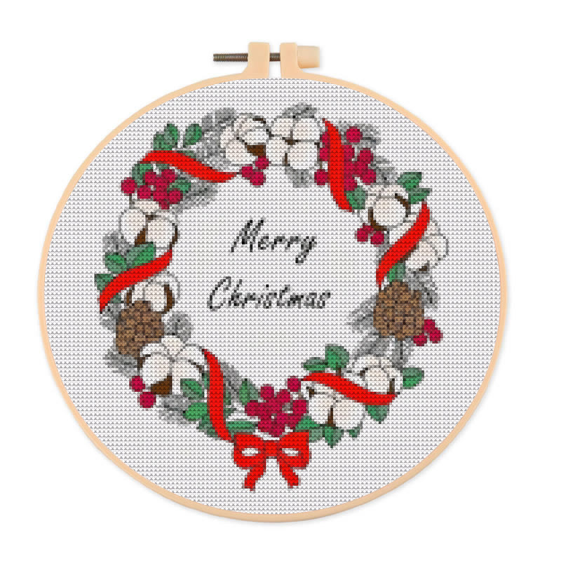  Cross Stitch Kit - Marry Christmas |  Diy Winter Holiday Craft | Easy Handmade Needlework - 20×20cm - image 1