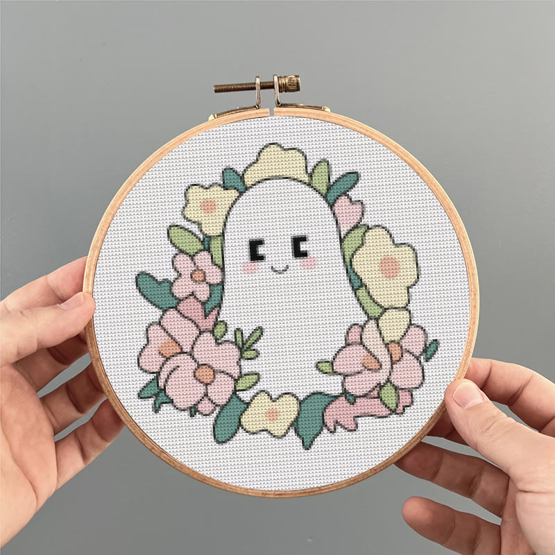  Cross Stitch Kit - Charming Ghost | Unique Floral Craft | Nice For Holiday Ornament - image 8
