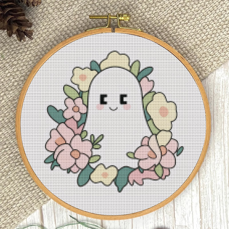  Cross Stitch Kit - Charming Ghost | Unique Floral Craft | Nice For Holiday Ornament - image 3