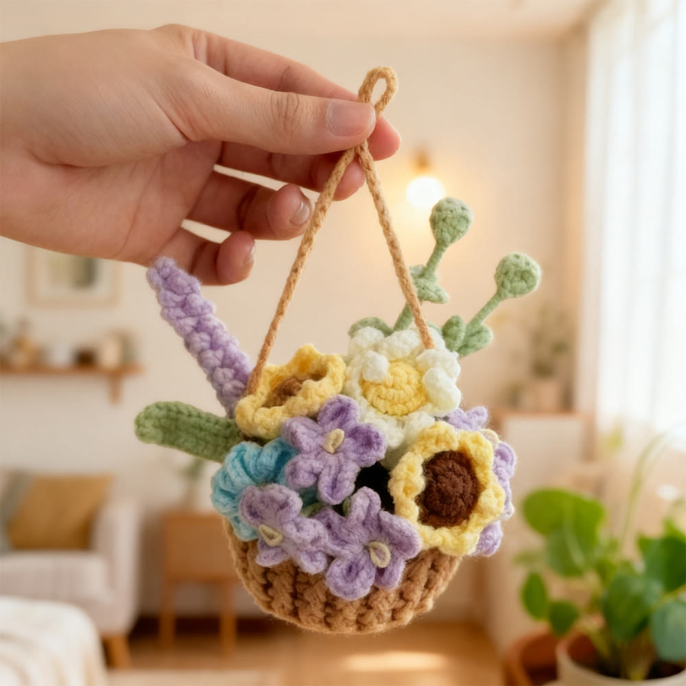 Diy Handmade Flower Pot Crochet Kit -  Flower Basket Hanging Craft | Nice For Garden Ornament  - Daisy Flower - image 2