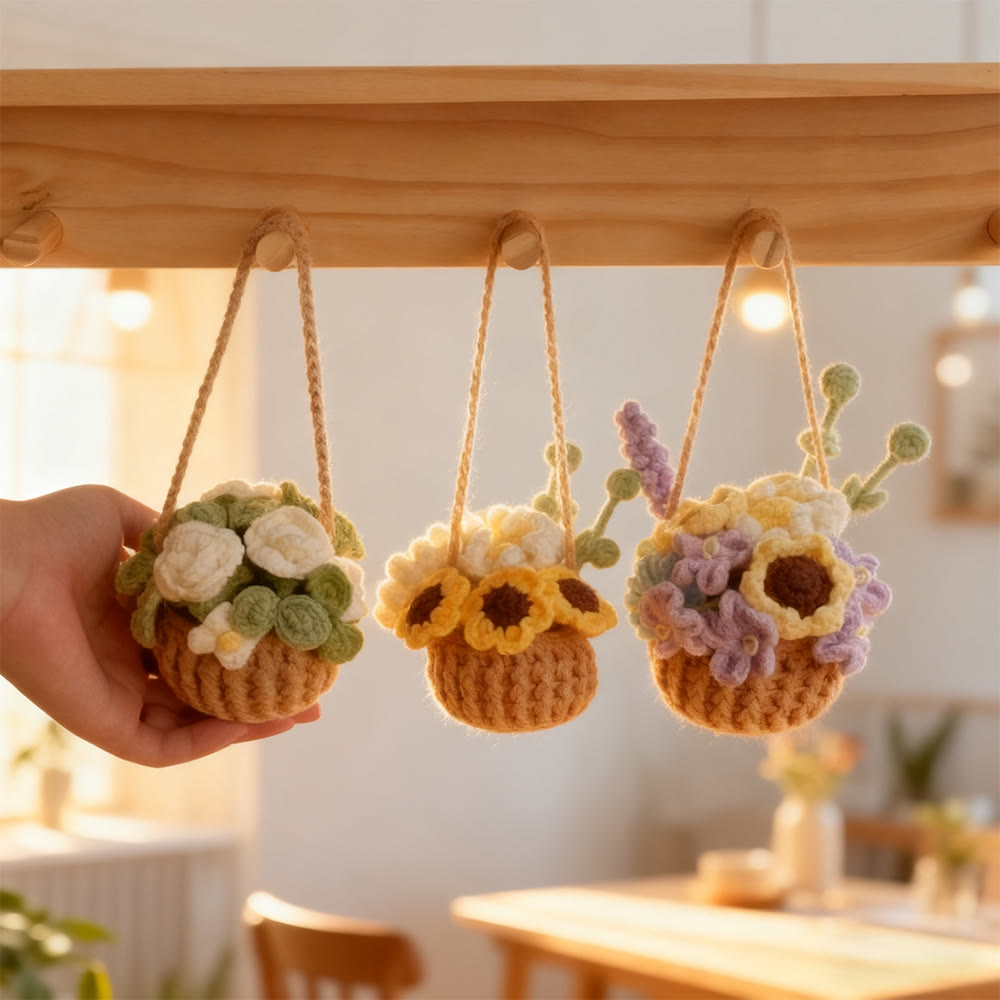 Diy Handmade Flower Pot Crochet Kit -  Flower Basket Hanging Craft | Nice For Garden Ornament  - image 1