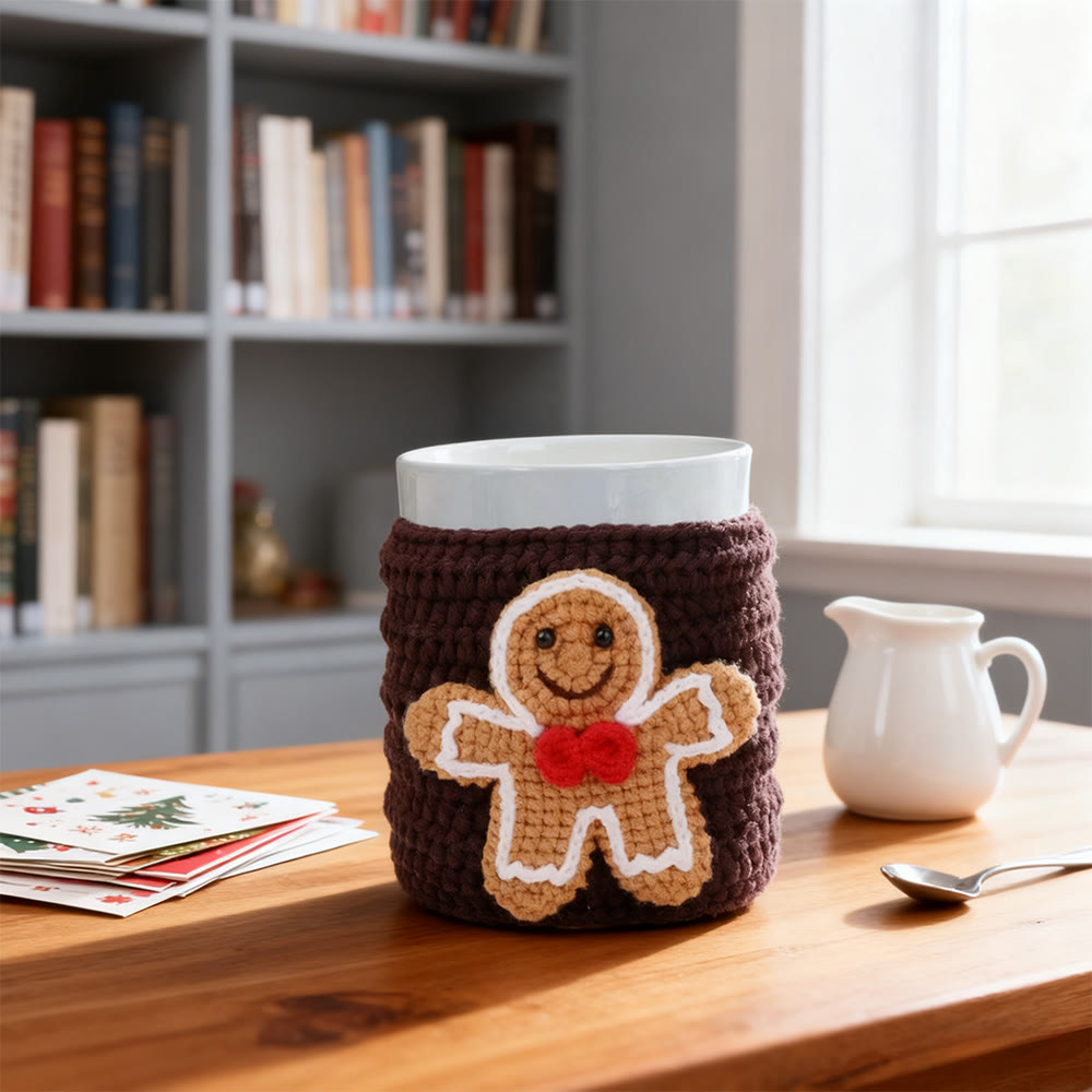 Diy Handmade  Christmas Cup Sleeve Series Crochet Kit -  Creative Handmade Christmas Craft | Perfect Housewarming Gift - Gingerbread man - image 5