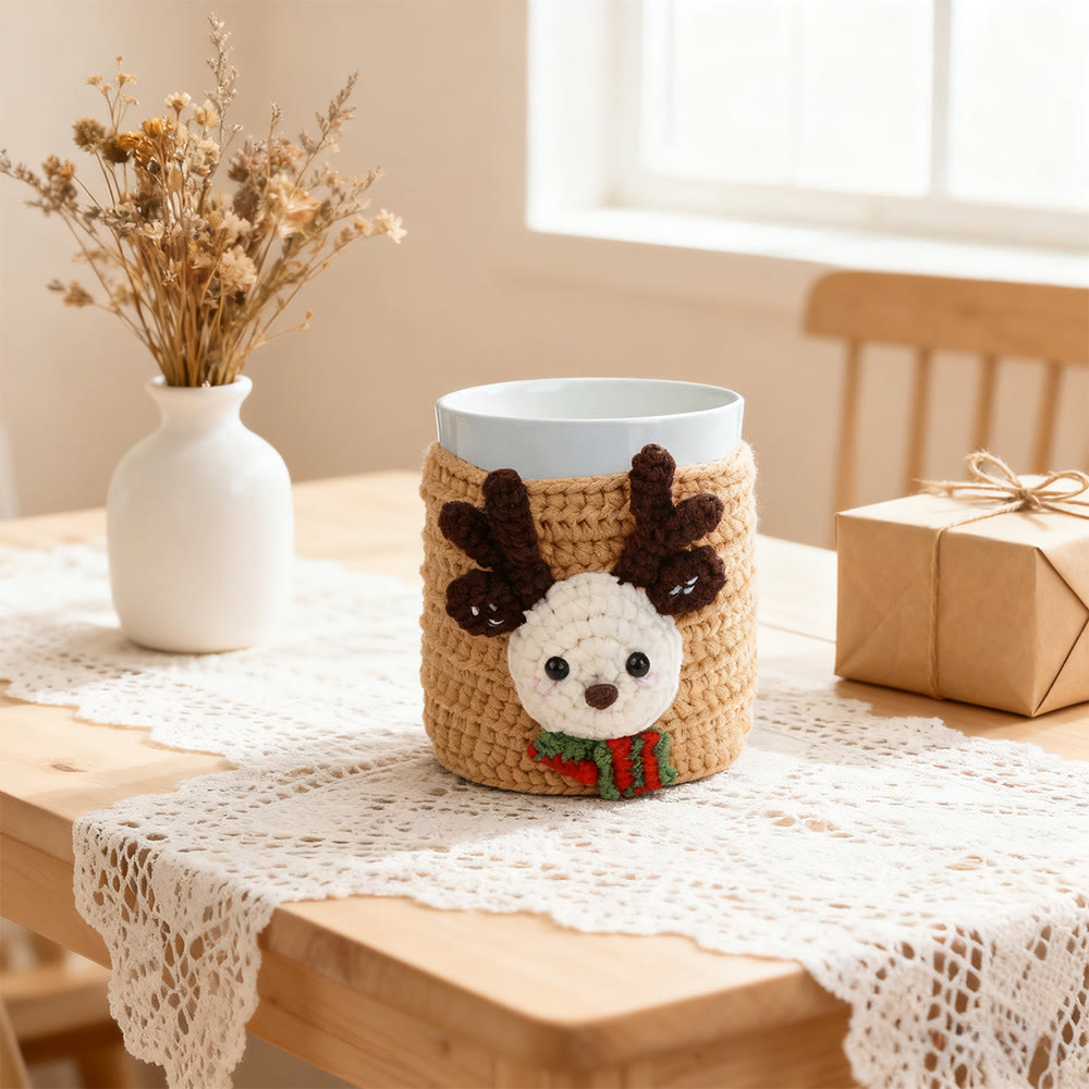 Diy Handmade  Christmas Cup Sleeve Series Crochet Kit -  Creative Handmade Christmas Craft | Perfect Housewarming Gift - Elk - image 4