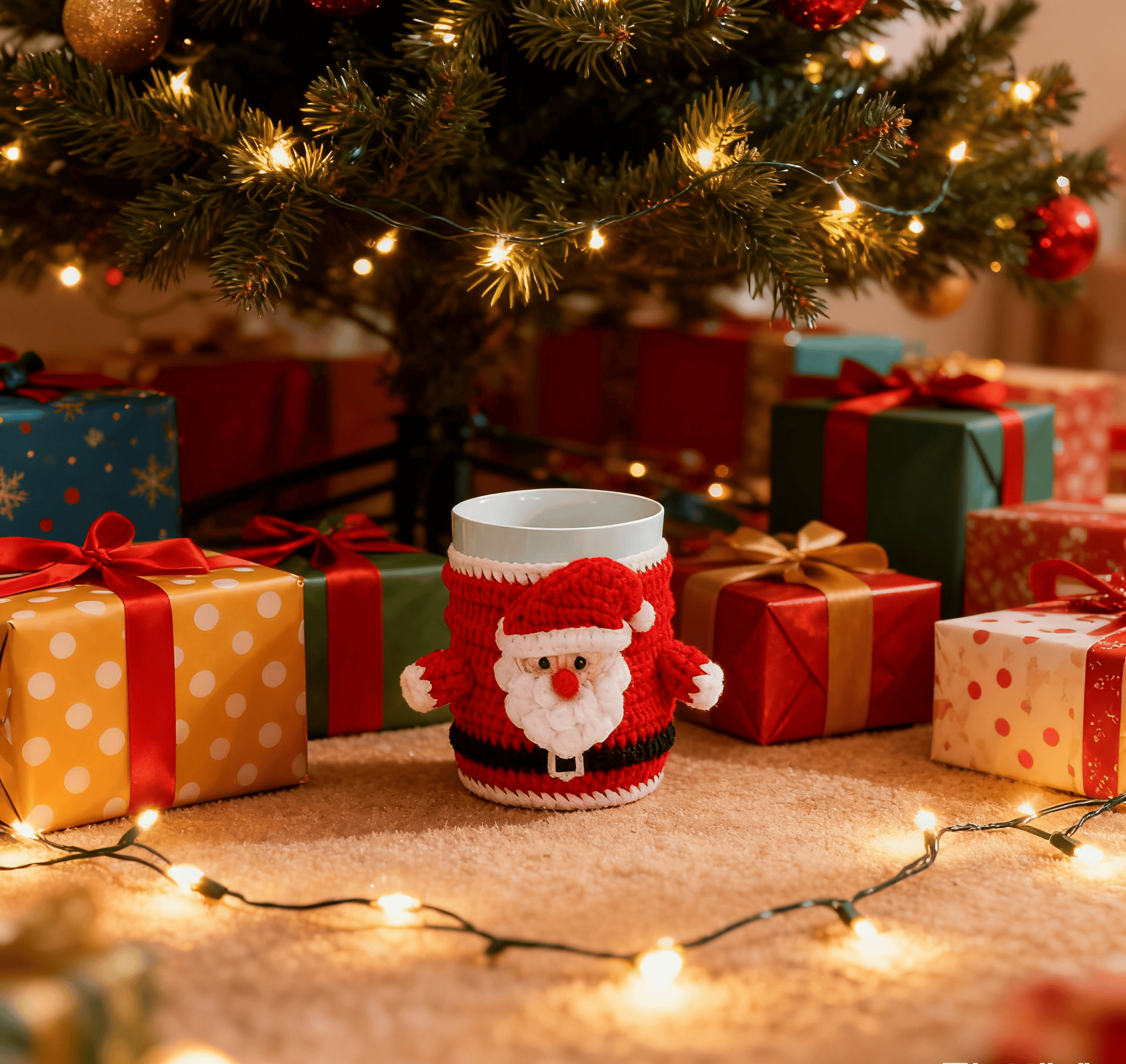 Diy Handmade  Christmas Cup Sleeve Series Crochet Kit -  Creative Handmade Christmas Craft | Perfect Housewarming Gift - Santa Claus - image 2