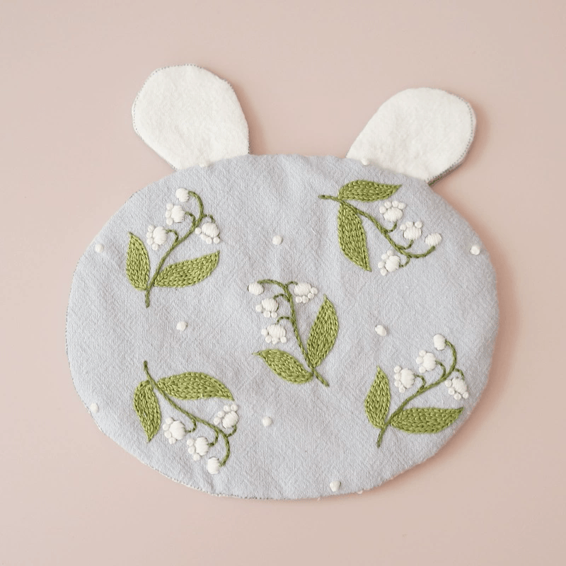 Embroidery Rabbit Coasters Kit | Creative Handmade Craft | Unique Home Decoration - Lily of the Valley - Blue - image 4