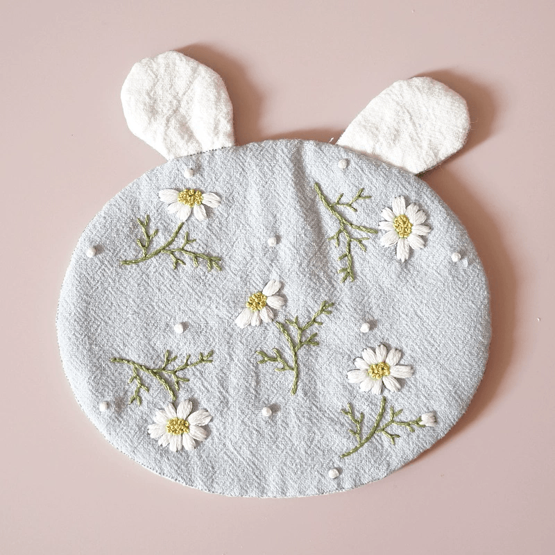 Embroidery Rabbit Coasters Kit | Creative Handmade Craft | Unique Home Decoration - Daisy - Blue - image 5