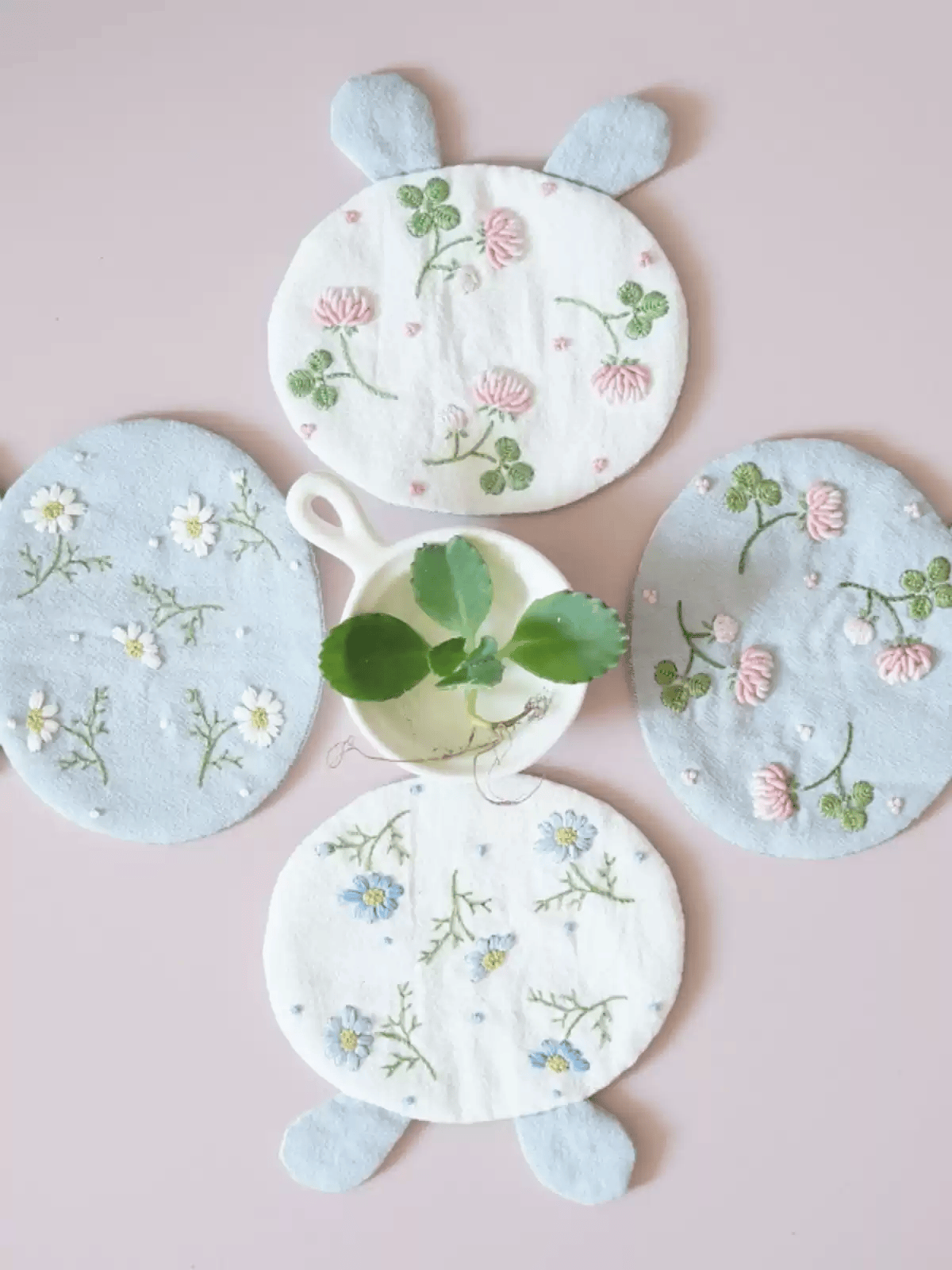 Embroidery Rabbit Coasters Kit | Creative Handmade Craft | Unique Home Decoration - image 2