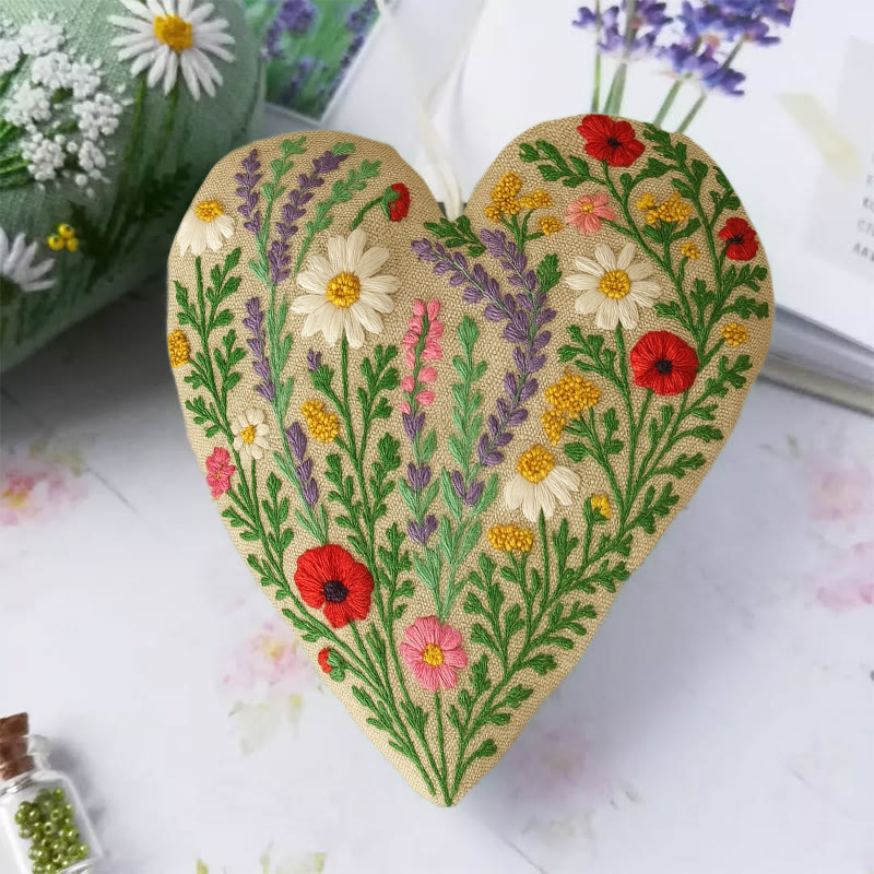 Rubbyoo Heart Embroidery Kit - Colourful Flower | Easy Handmade Floral Art | Perfect For Decoration - image 2