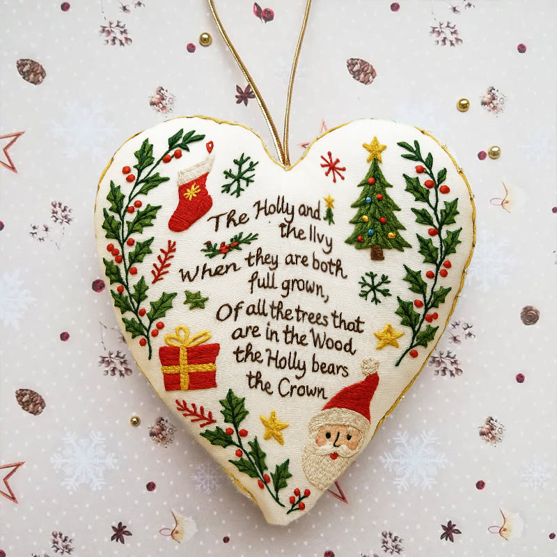 Rubbyoo Heart Embroidery Kit - Christmas Carol | Diy Christmas Ornament | Nice Gift For Friend - image 3