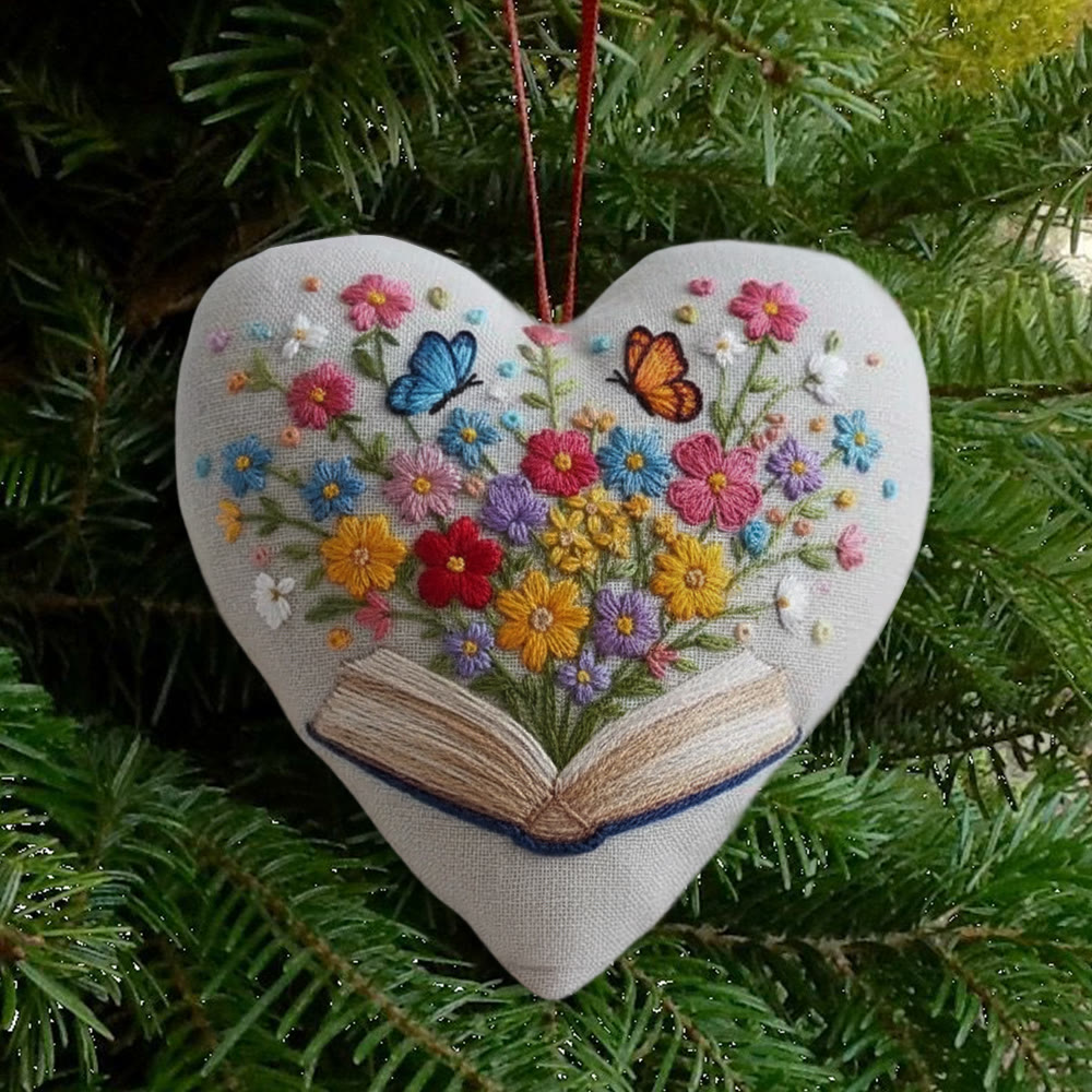 Rubbyoo Heart Embroidery Kit - Floral Book | Diy Stitch Art | Nice Gift For Book Lovers  - image 2
