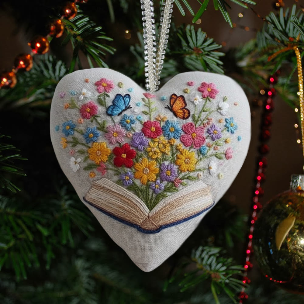 Rubbyoo Heart Embroidery Kit - Floral Book | Diy Stitch Art | Nice Gift For Book Lovers  - 6 inches hoop kit - image 1