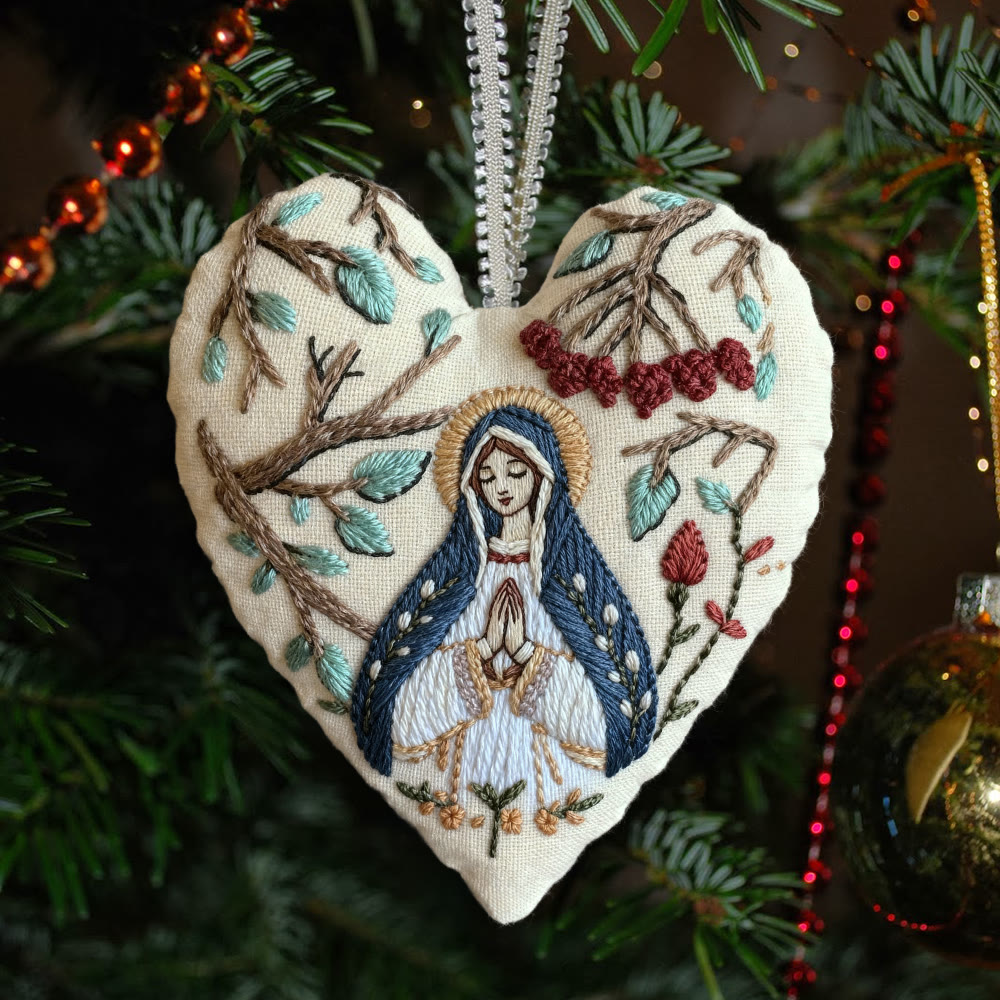 Rubbyoo Heart Embroidery Kit - Praying Woman | Handmade Catholic Craft | Diy Decorative Craft - 6 inches hoop kit - image 1