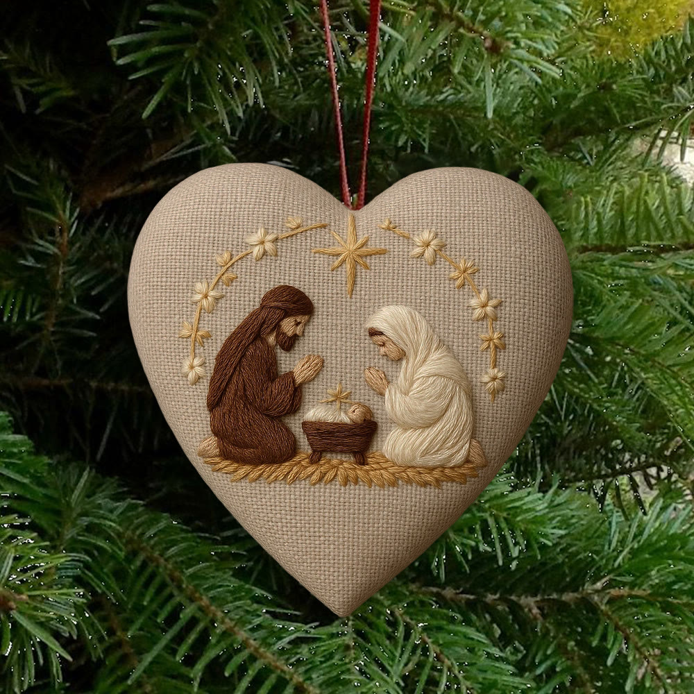 Rubbyoo Heart Embroidery Kit - Nativity Scene | Christmas Hanging Craft | Unique Handmade Art - image 2