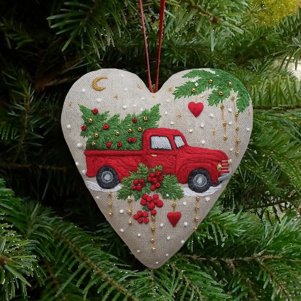Rubbyoo Heart Embroidery Kit - Christmas Truck | Diy Christmas Stitch | Perfect Handmade Gift  - image 2