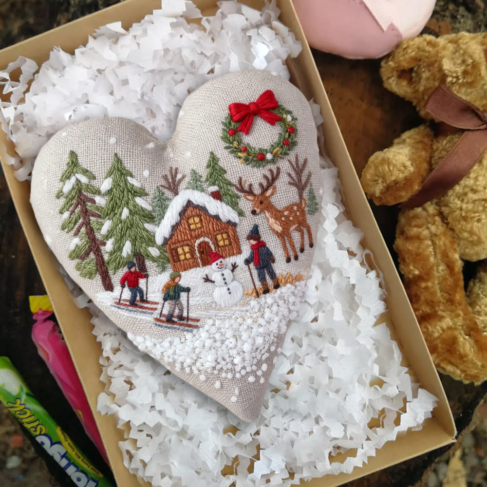 Rubbyoo Heart Embroidery Kit - Winter Skiing | Christmas Stitch Art | Diy Handmade Craft  - image 4