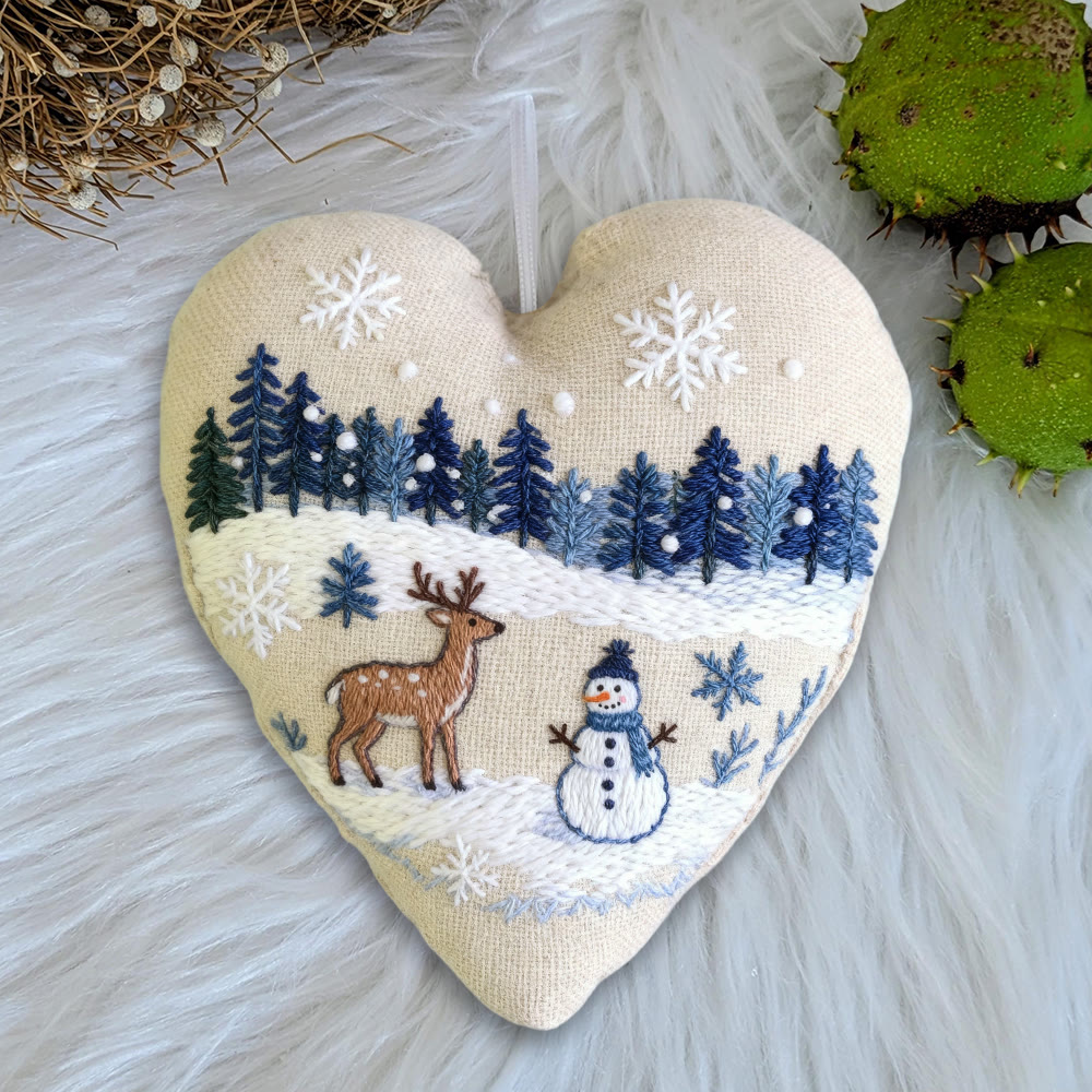 Rubbyoo Heart Embroidery Kit - Deer And Snowman | Handmade Winter Craft | Diy Home Decoration  - image 8