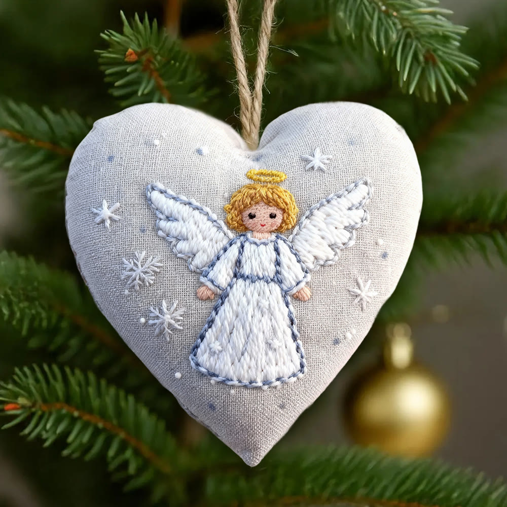 Rubbyoo Heart Embroidery Kit - Adorable Angel | Diy Needle Artwork | Perfect Hanging Decor  - 6 inches hoop kit - image 1