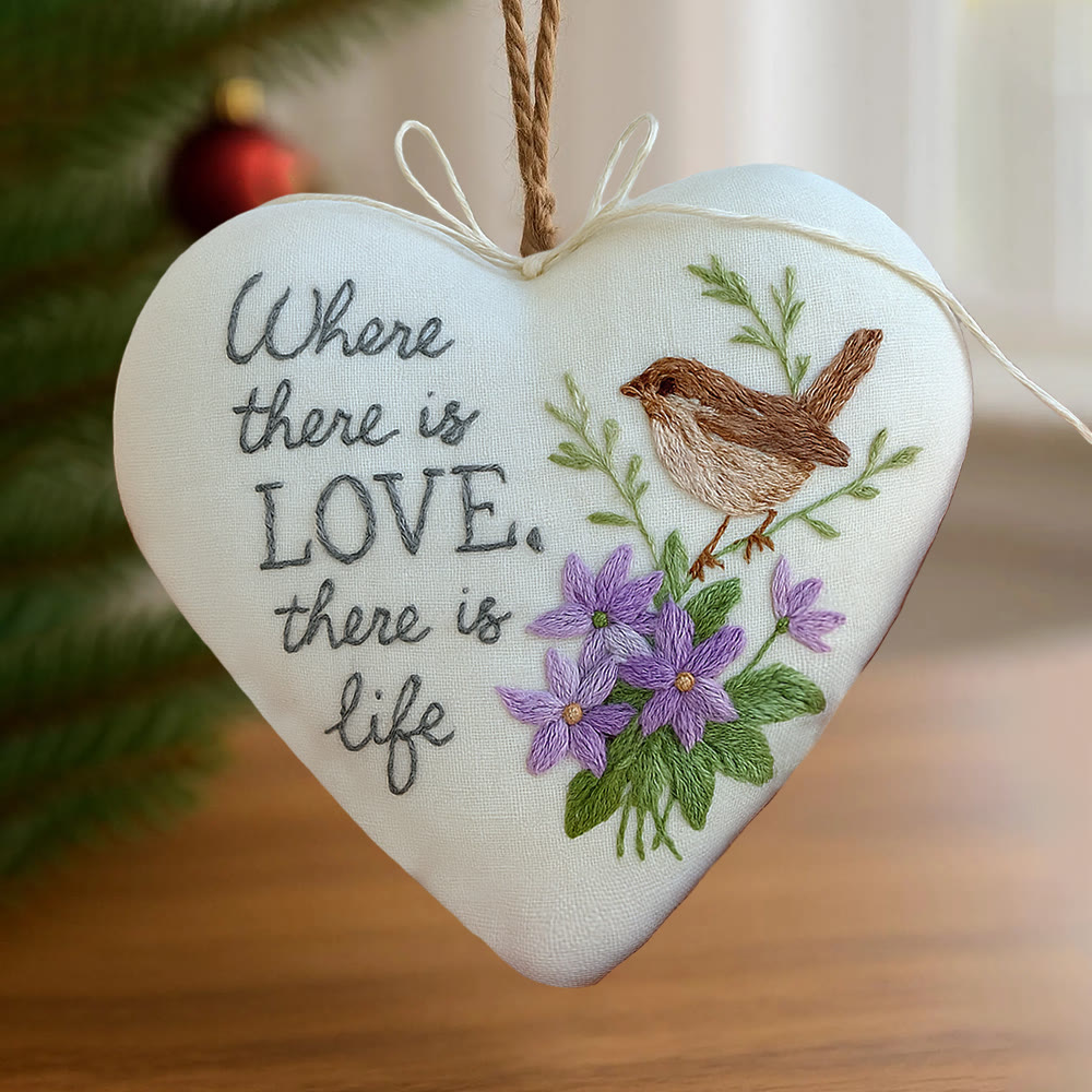 Rubbyoo Heart Embroidery Kit - Love Bird | Floral Animal Craft | Handmade Valentines Ornament  - image 2